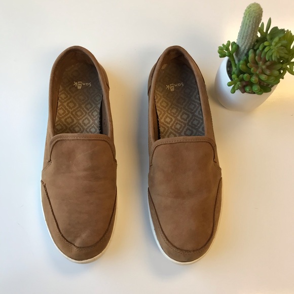 Sanuk Shoes Sanuk Leather Slip On Pair O Dice Brown Sz 8
